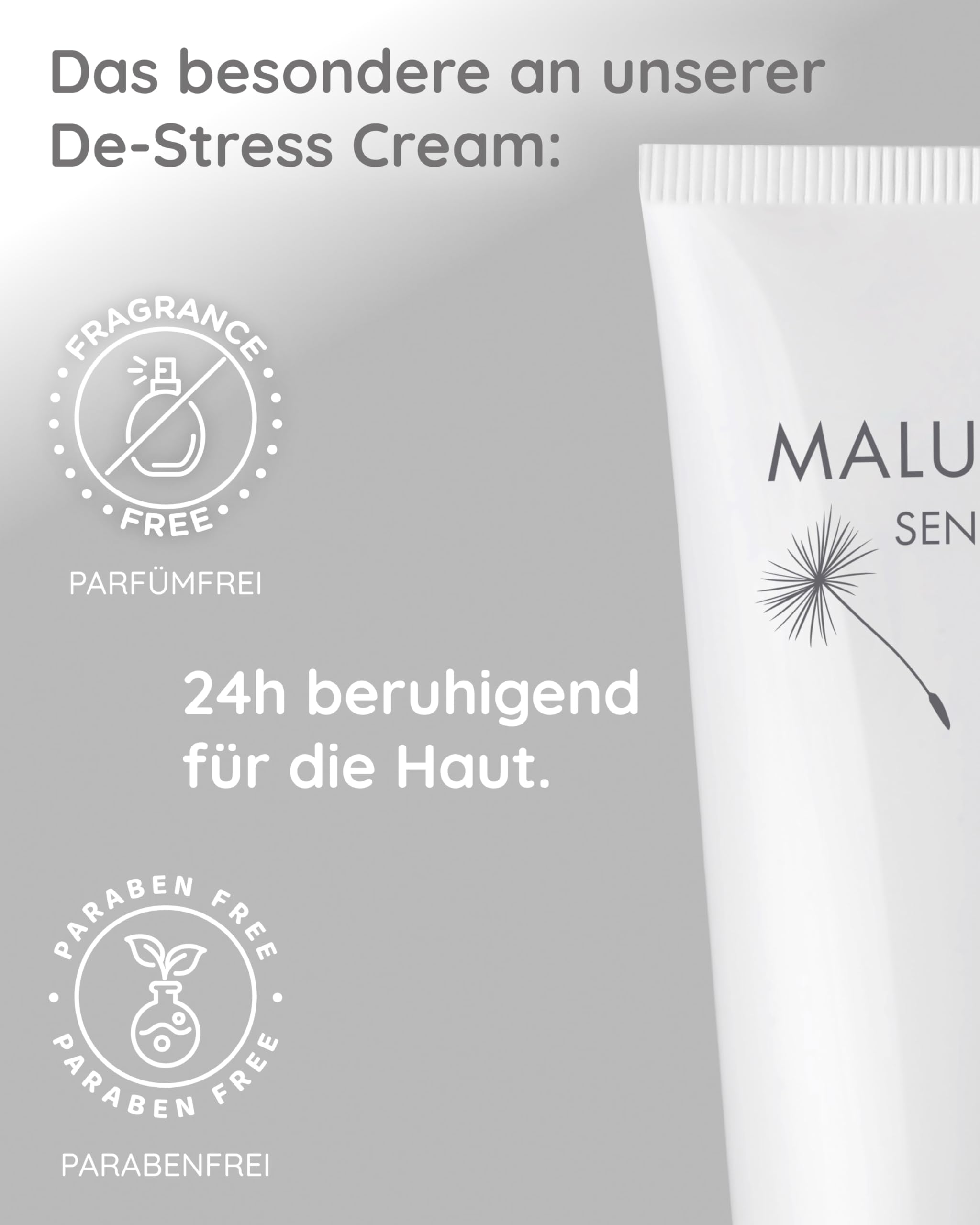 Malu Wilz DE-Stress Cream 50 ml I Skincare Gesichtspflege-Creme für sanfte Gesichtsreinigung I Schützender Gesichtsreiniger mit Hyaluronsäure I Vegan