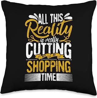 Ironic Shop Spendthrift Hobby Humor Funny Passion for Retail Shopping-Shopper Lover Quote Throw Pillow, 16x16, Multicolor