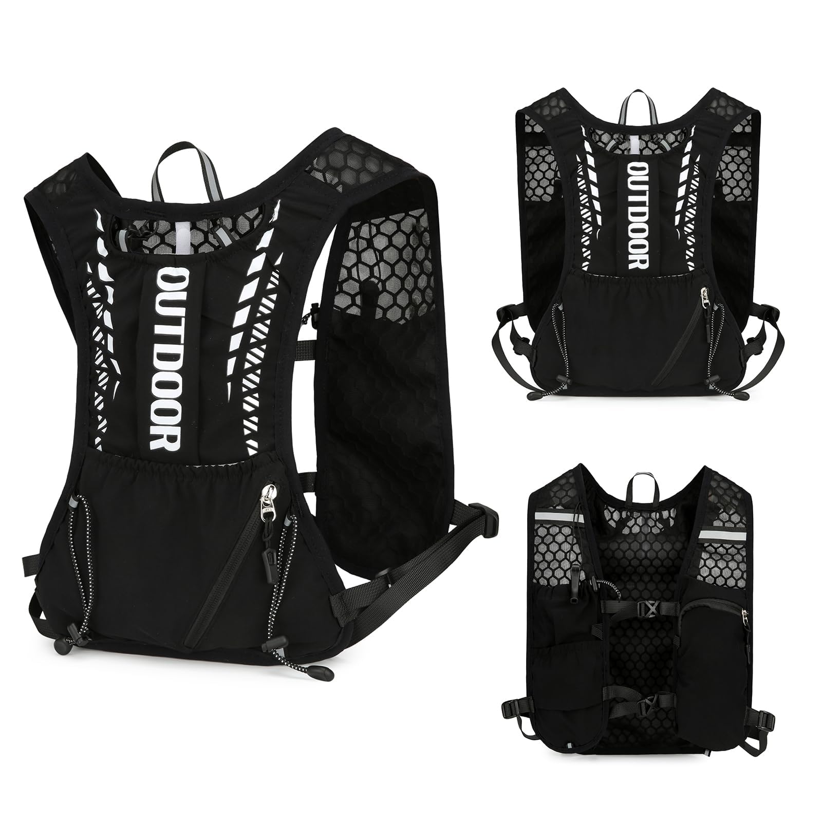 Hydration Bag for Bike Riders, Running Vest with Multi-Pocket Storage, Lightweight Hydration Pack for Outdoor Activities, Marathon Training and Cycling Adventures in Black-image-9