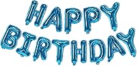 Vista 15 de KALOR Pancarta de Globos Dorados de Feliz Cumpleaños, Letras de Globos de Papel de Aluminio Mylar de 16 Pulgadas Letrero para Decoraciones de Fiesta