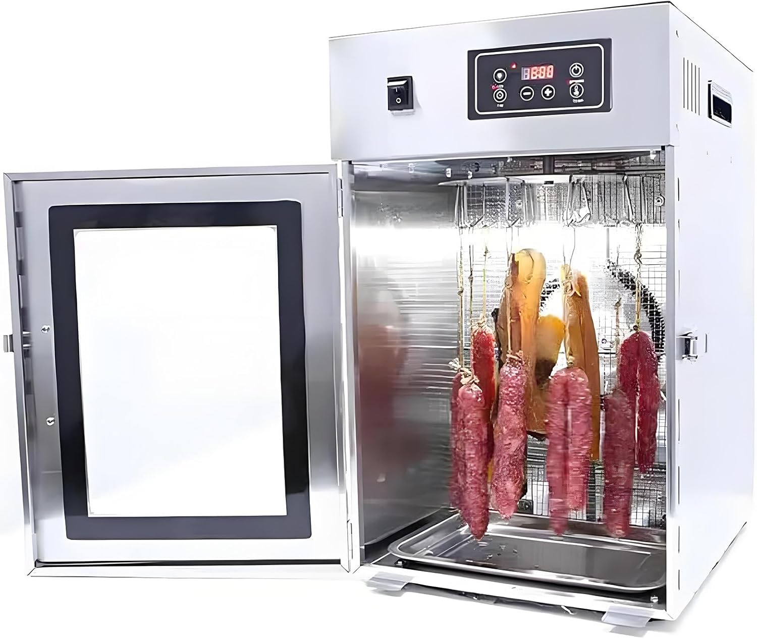 Jerky Dehydrator,Sausage Drying Machine with Hooks for Meat Processing & Drying,2-in-1 Smoker & Dryer,360° Rotation,Adjustable Temperature & Time,Drying Capacity 7.5kg