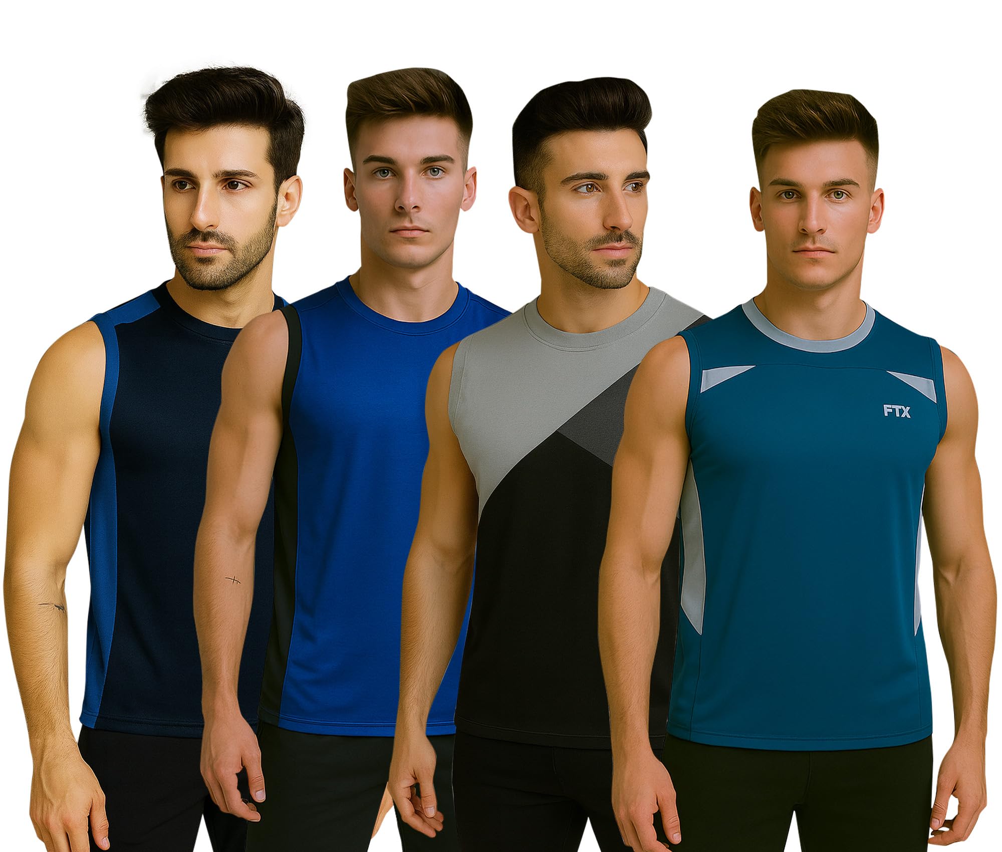 ftx Drifit Colorblock Sleeveless Activewear Sports Tshirt for Men (Pack of 4)-picture-38