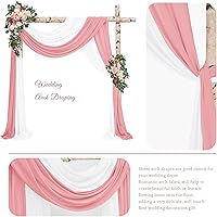 Vista 176 de Tela para envolver arco de boda, 4 paneles de 28 x 20 pies, cortinas de arco de boda rosa para ceremonia, cortinas de tela de gasa para cenador
