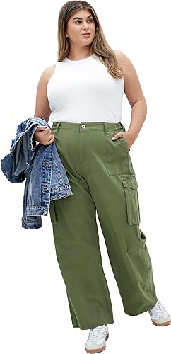 City Chic Plus Size Pants, Mia Cargo Pant Olive