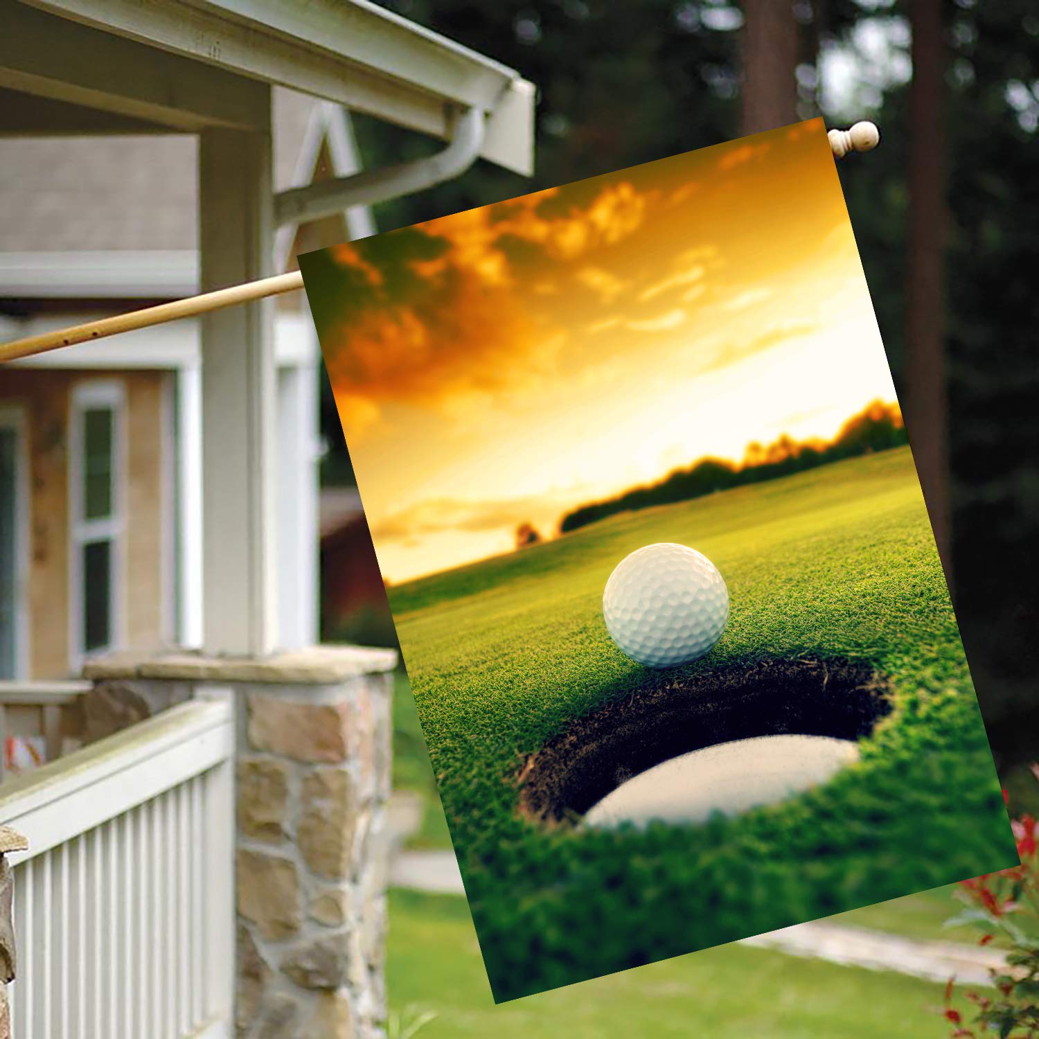 ShineSnow Gartenflagge 'Golfball Bei Sonnenuntergang' – 71,1 X 101,6 Cm, Doppelseitig, Polyester