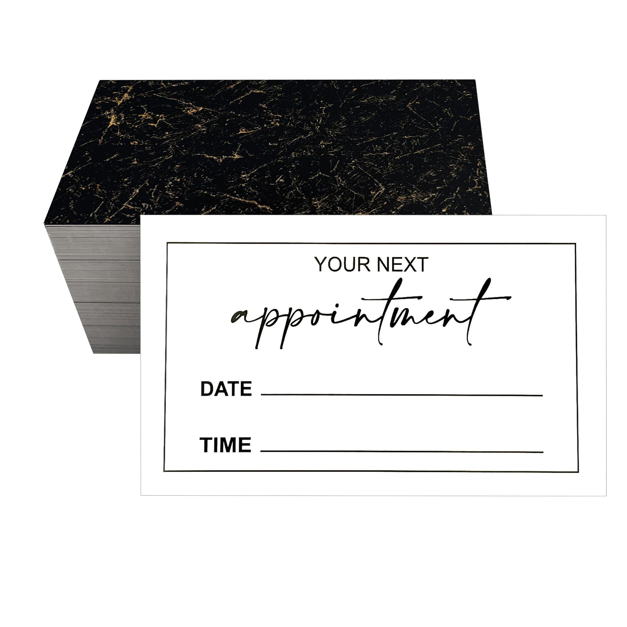 RXBC2011 Luxury Black Gold Appointment Cards Heavyweight 300gsm Copper Paper 2x3.5 Inches Pack of 100