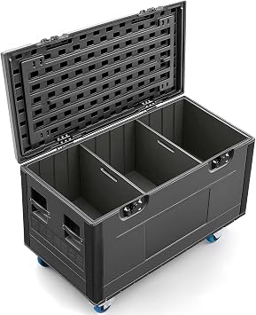 Diandian Heavy Duty Rolling Cable Trunk Road Case 44"x22"x24" with Wheels | Stackable ATA Utility Flight Case, 2 Adjustable Dividers for Pro Audio, DJ Equipment, Stage Lighting, Broadcast and Touring