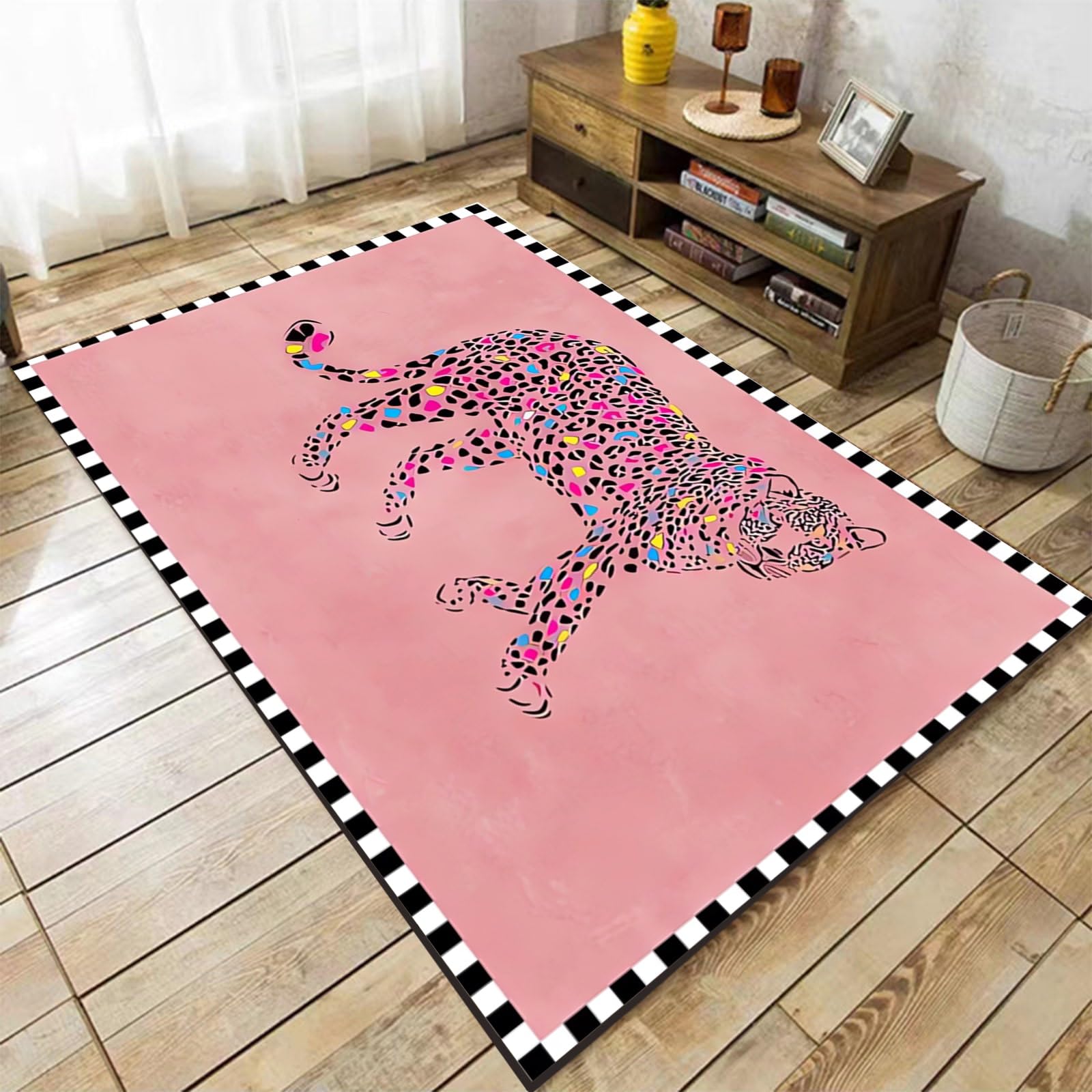 Amazon.com: Cartoon Leopard Kids Rugs, 4x6ft, Pink Background