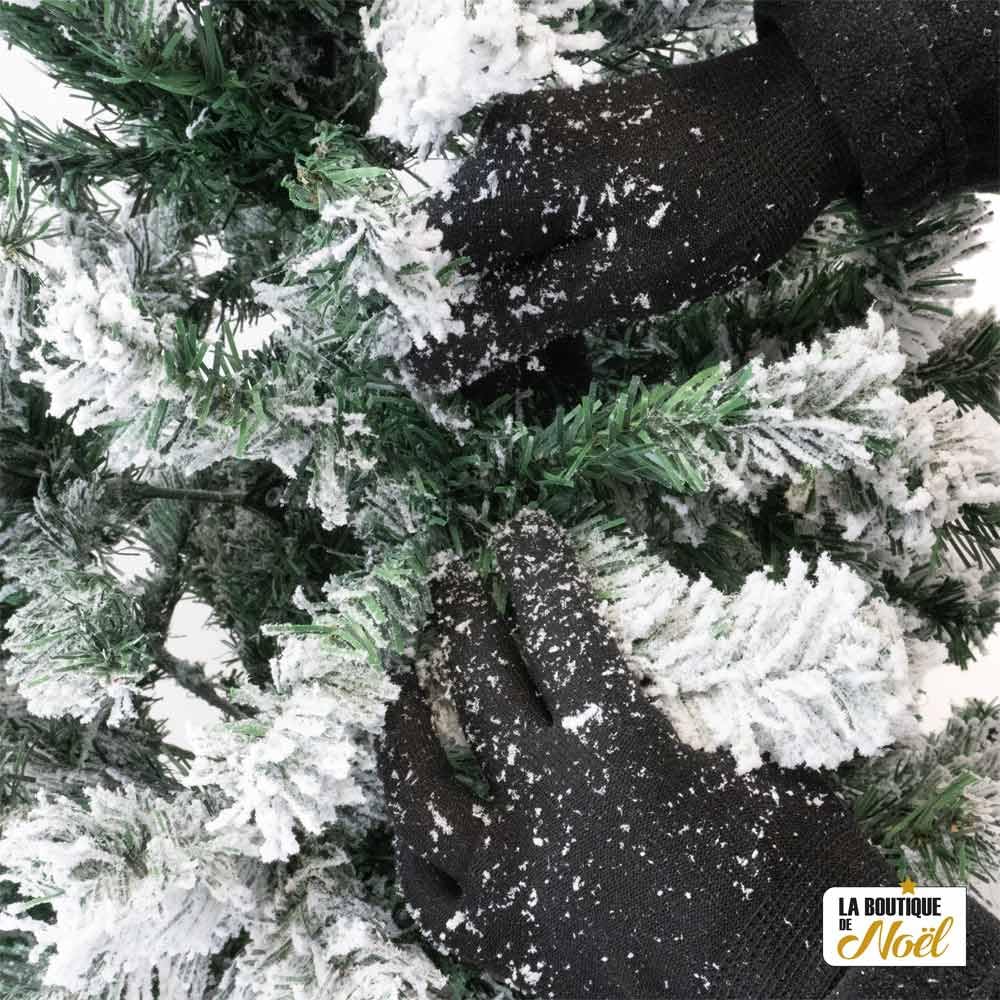 LA BOUTIQUE DE Noël Árbol de Navidad Artificial Realista Nevado, Árbol Artificial Verde Nevado, Patas de Metal y Guantes Incluidos - Árbol de Navidad de PVC Ignífugo