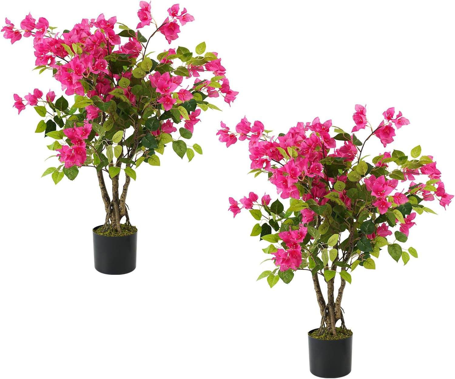 2-Pack Artificial Bougainvillea Tree, 36" Silk Flower Plant with Plastic Pot for Home, Office, Garden & Indoor/Outdoor Decor (A-36IN-Hei)