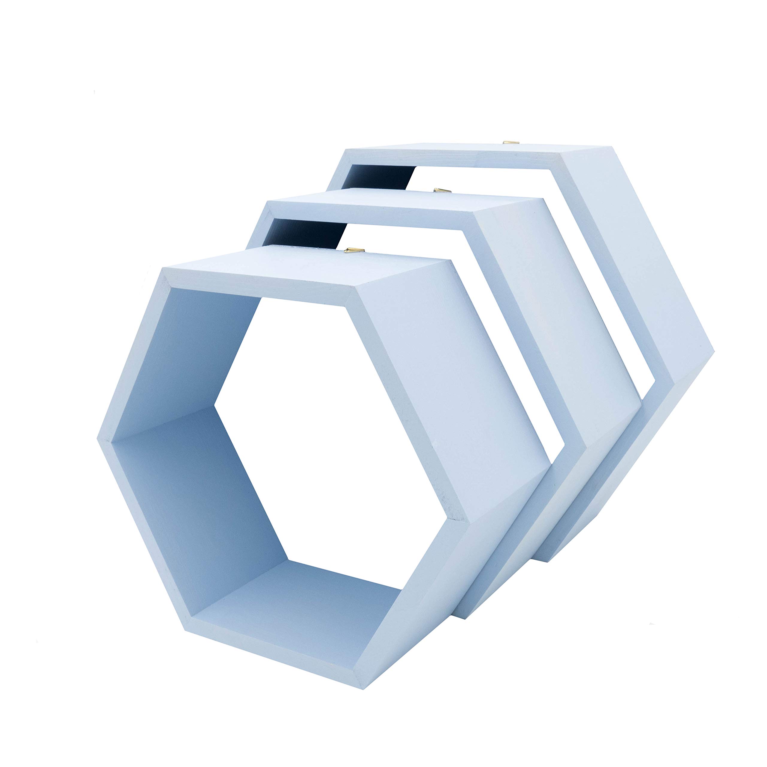 Buy MadeForHome Pastel Blue Wooden Box Hexagon Shaped Shelf Box Stands