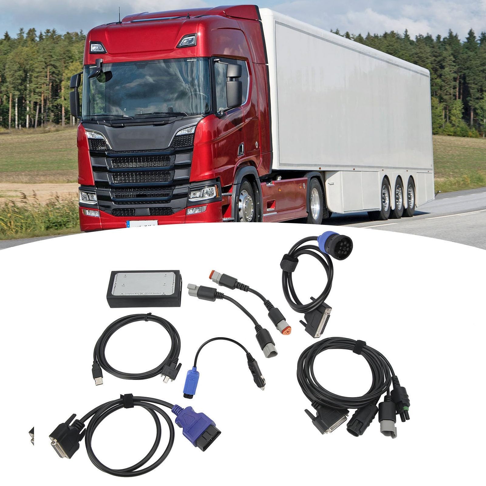 Kit Adattatore Collegamento Dati in Linea 6, Sostituzione Strumento Diagnostico Strumento Diagnostico Scanner per Camion per Impieghi Gravosi per Motore (con scatola portaoggetti)