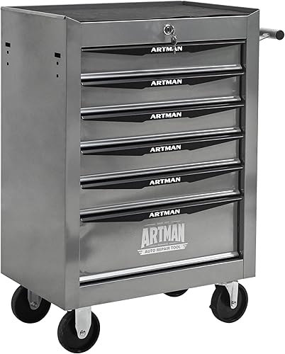 Miniatura 19 de Caja de herramientas con ruedas, caja de herramientas mecánica con 6 cajones, organizador de caja de herramientas con 7 cajas de almacenamiento de