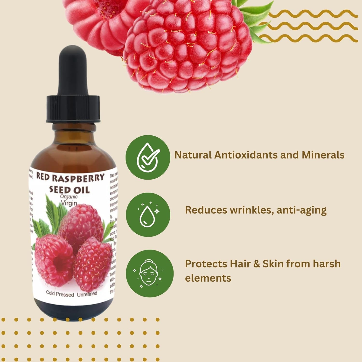 Best Nature's Red Raspberry Seed Oil – 100% Pure, Organic, Cold-Pressed – Natural Face & Hair Moisturizer – Rich in Vitamin E, Omega 3 – Anti-Aging Skincare – 1 fl oz / 30 ml - Image 5