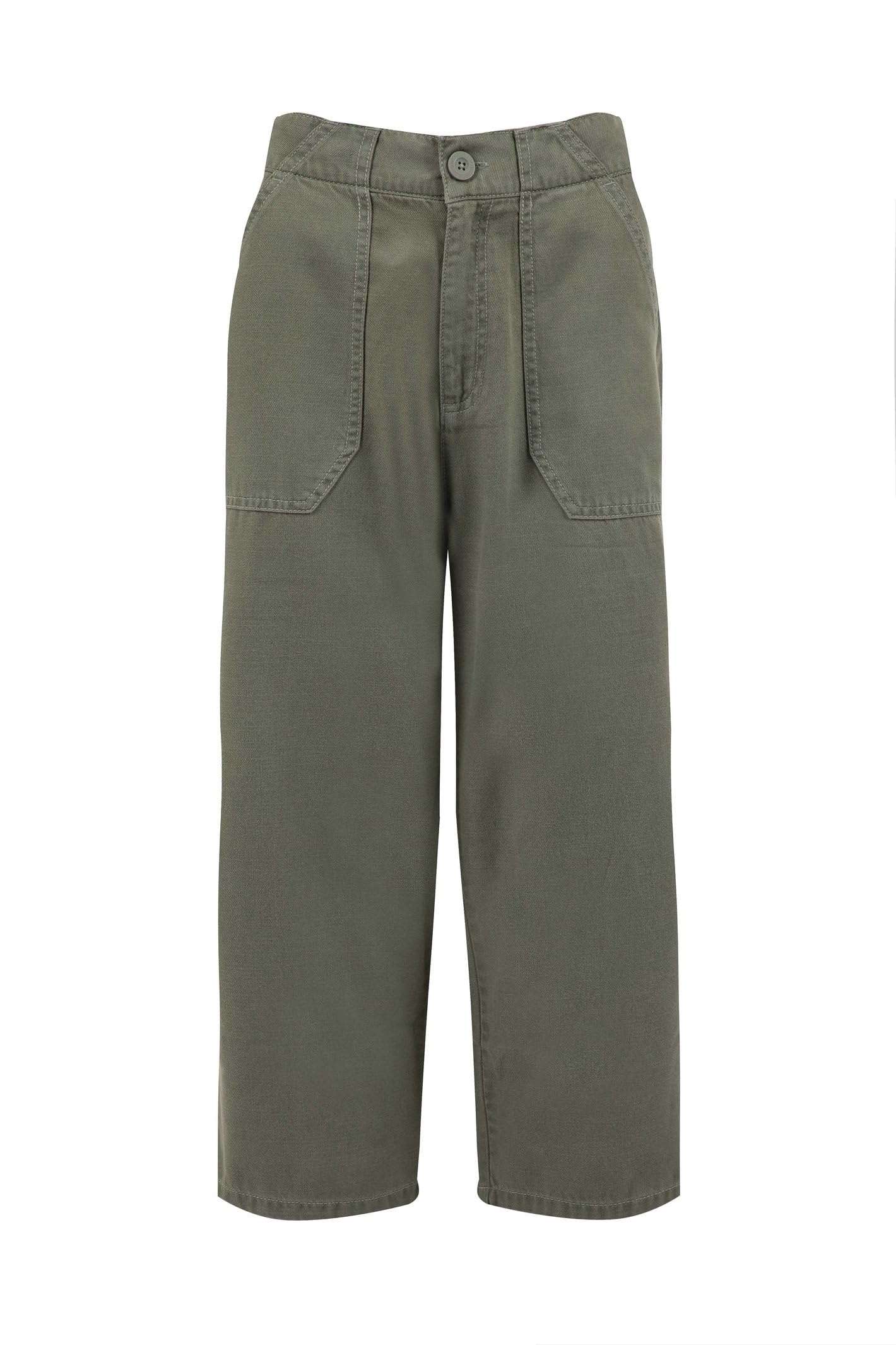 Weird Fish Women's Cropped Wide Leg Trousers - Green - Size 14