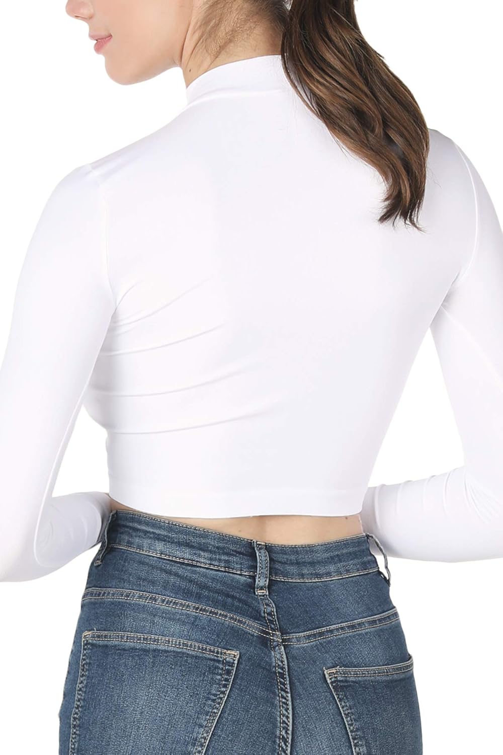 NIKIBIKI Women Seamless Long Sleeve Mock Neck Crop Top, One Size - Image 3