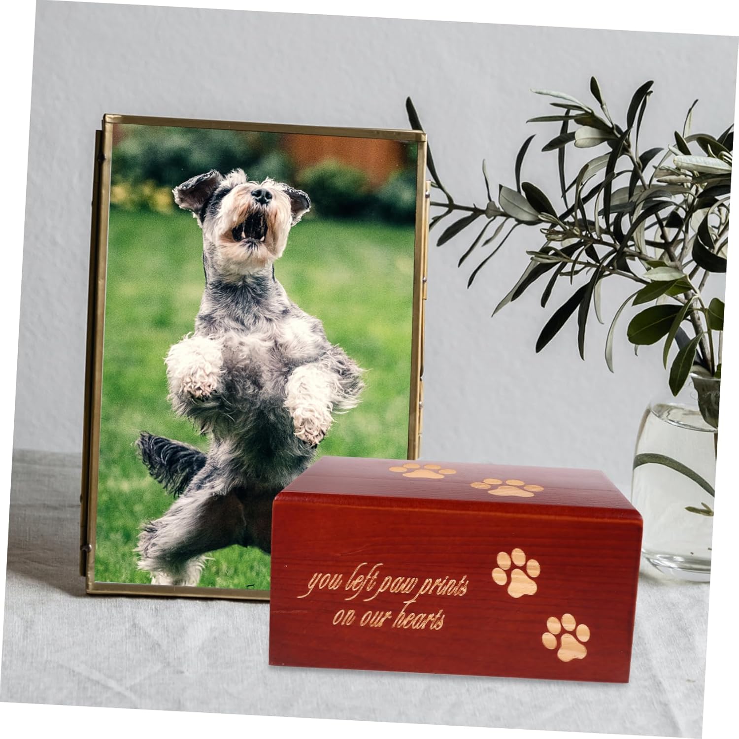 HANABASS Pet Memorial Wooden Cremation Urn for Dogs and Cats Elegant Wood Pet Ashes Keepsake Box Photo Holder and Meaningful Animal Casket for Remembrance and Comfort