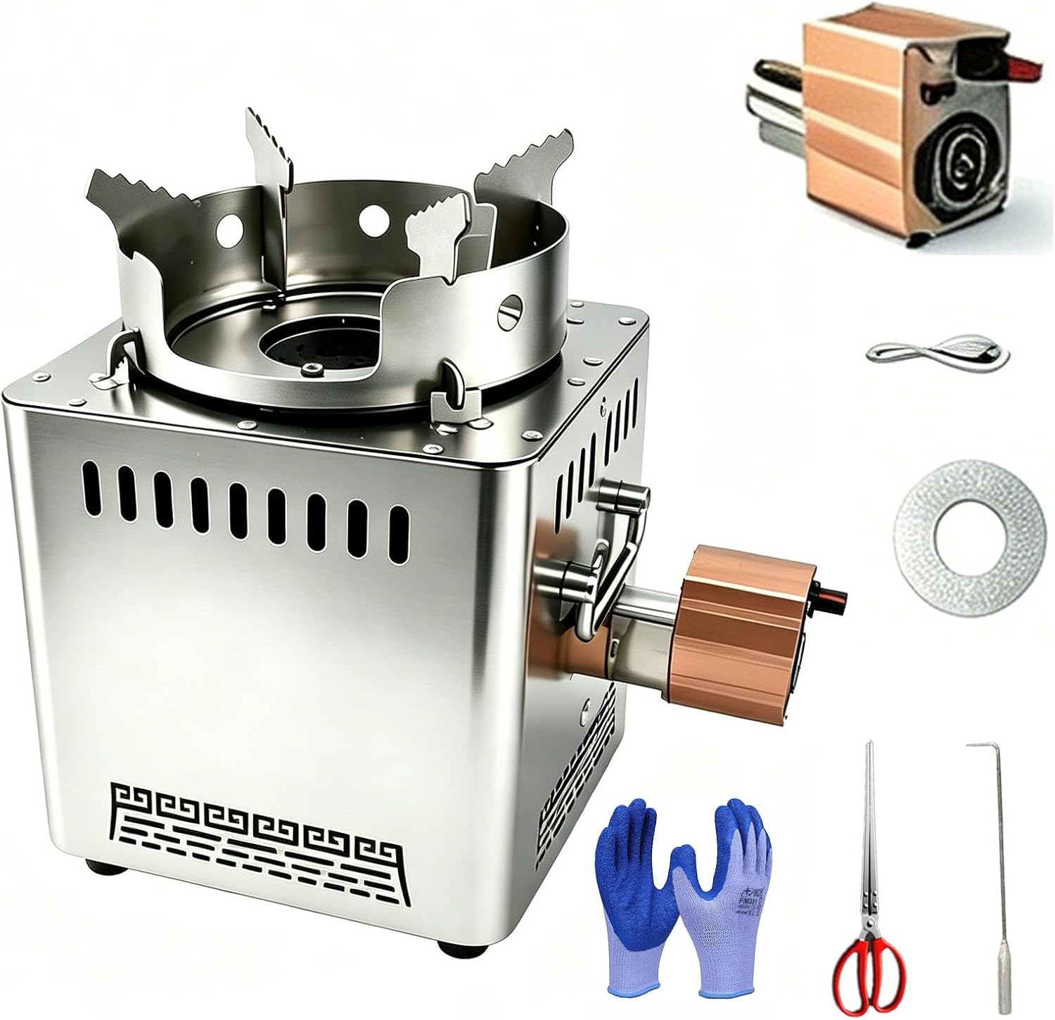 Portable Wood Burning Stove, Outdoor Camping Stove, 304 Stainless Steel Wood Stove for Heating, Cooking, Camping, Backyard, Tent, Hunting, Fishing (pro)