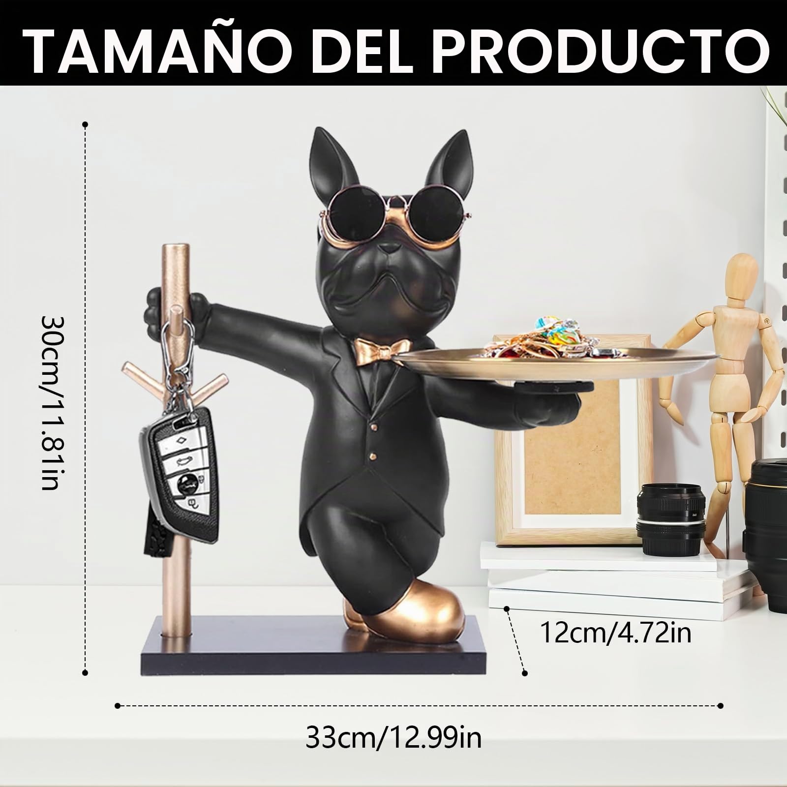 Estatua De Bulldog, Escultura Decorativa De Bulldog Bandeja Decorativa De Bulldog Llave De Resina Figura De Bulldog Cuenco Para Llaves Caja De Almacenamiento Para Pasillo Sala De Estar Oficina