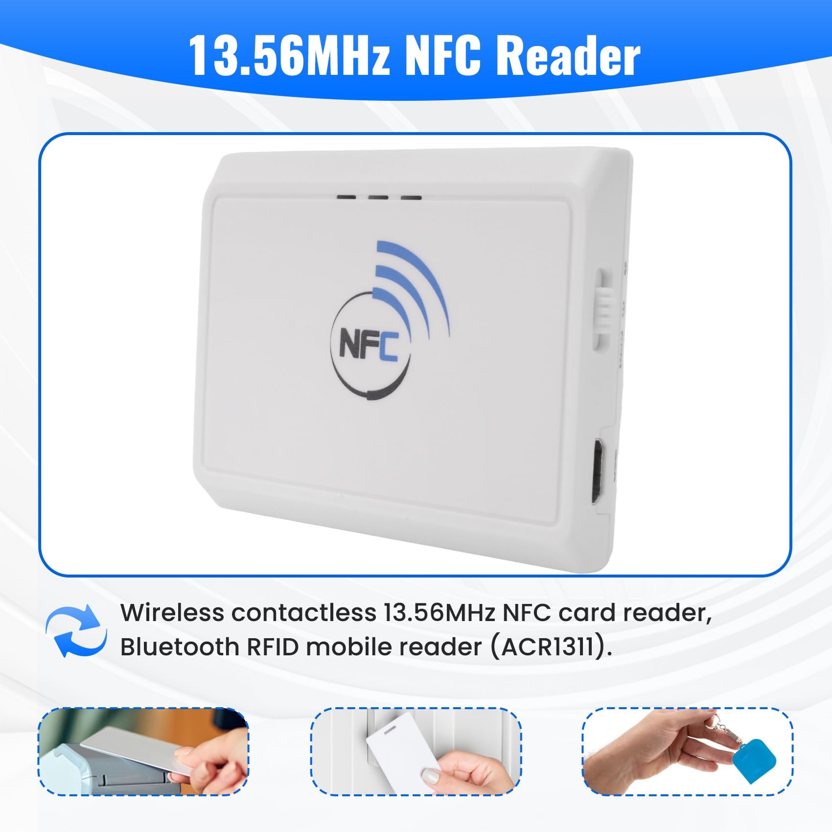 Lector de Tarjetas RFID Inalámbrico con Bluetooth y Bluetooth para Android, NFC, Sin Contacto, 13,56 MHz (ACR1311)