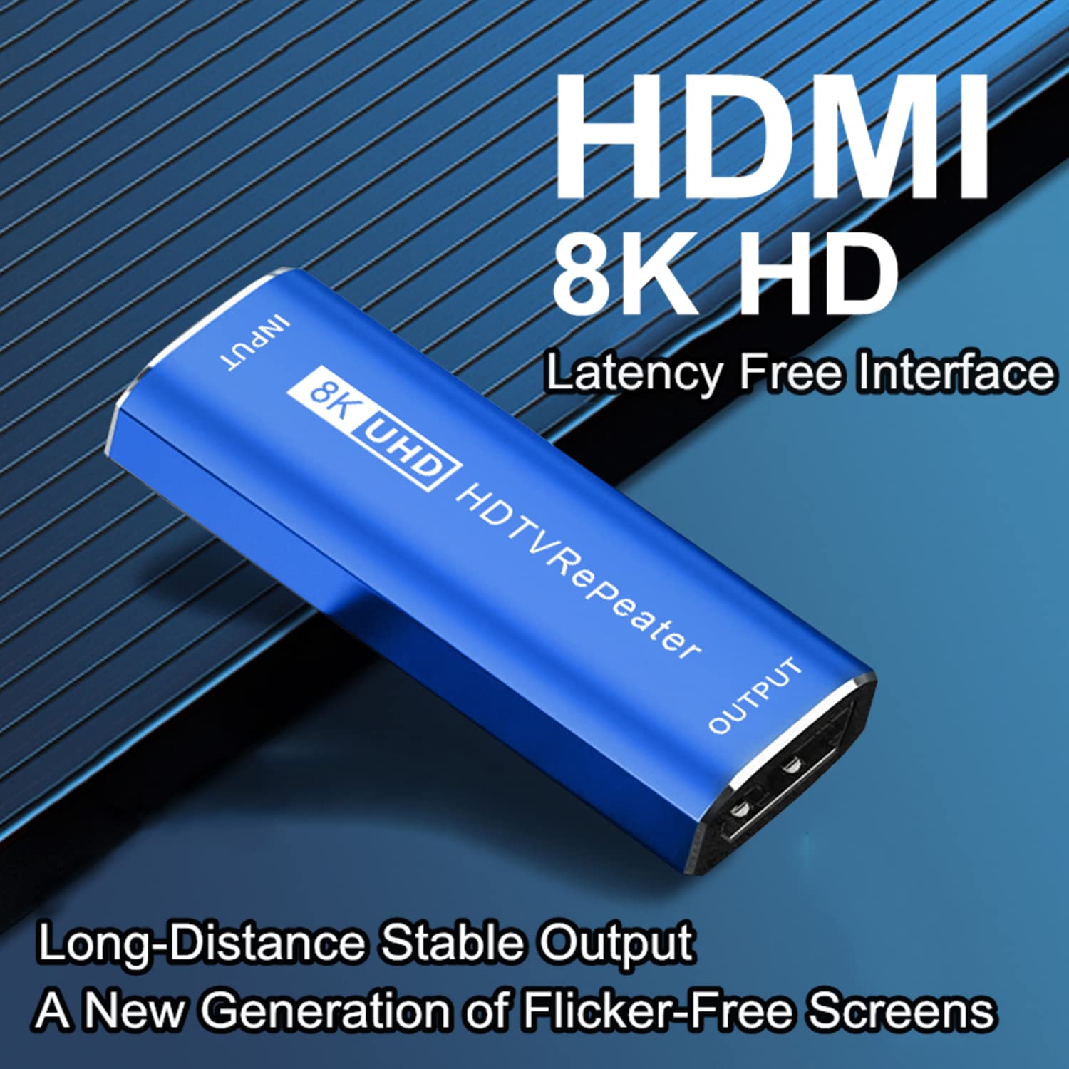 Wzmacniacz przedłużający HDMI 8K, 8K/4K przy 60 Hz UHD HDMI Repeater żeński na żeński, ultra wysoka prędkość 48 Gb/s, kompatybilny z PS4/DVD/TV Box itp. (niebieski)