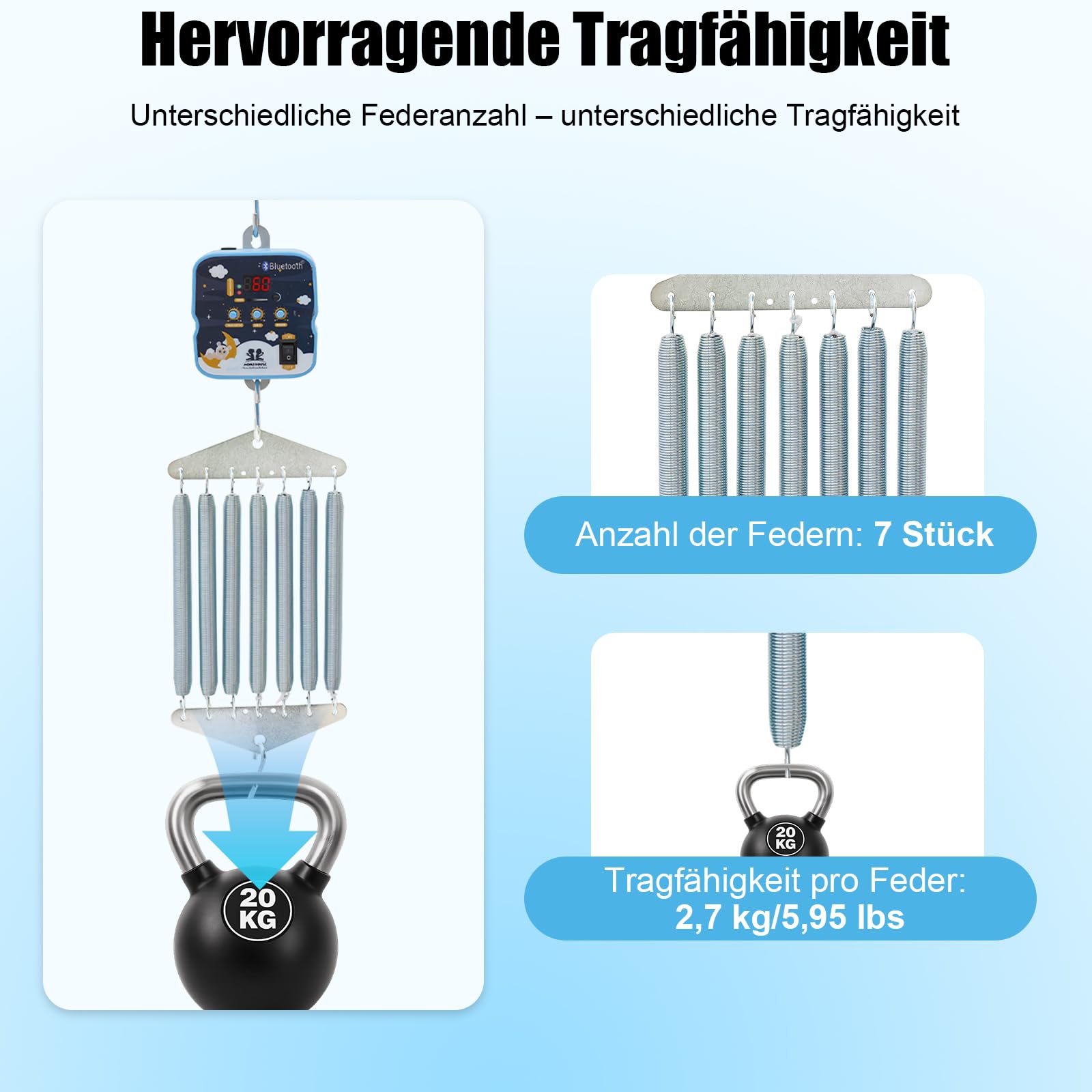 Cuna eléctrica de plumas para bebé, capacidad de carga de 19 kg, 7 muelles, columpio eléctrico para bebé, control de 9 velocidades, 6 temporizadores, controlador de cuna para bebé