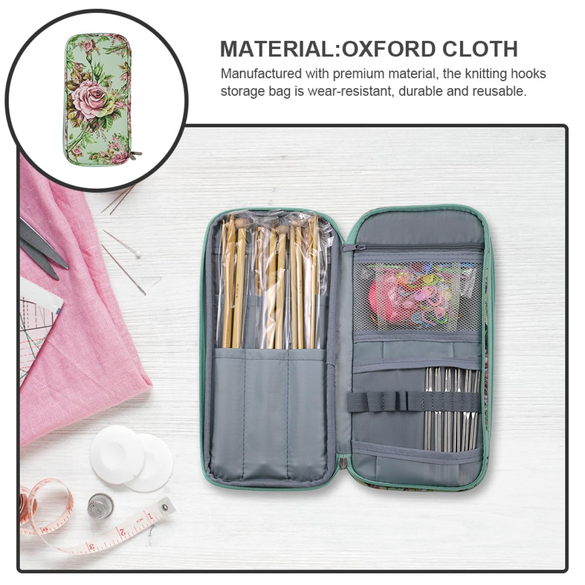jojofuny Praktische Stricktaschen aus Oxford Stoff Wiederverwendbar und Verschleißfest als Geschenk zu Weihnachten oder Geburtstagen für Erfahrene Häkelfans