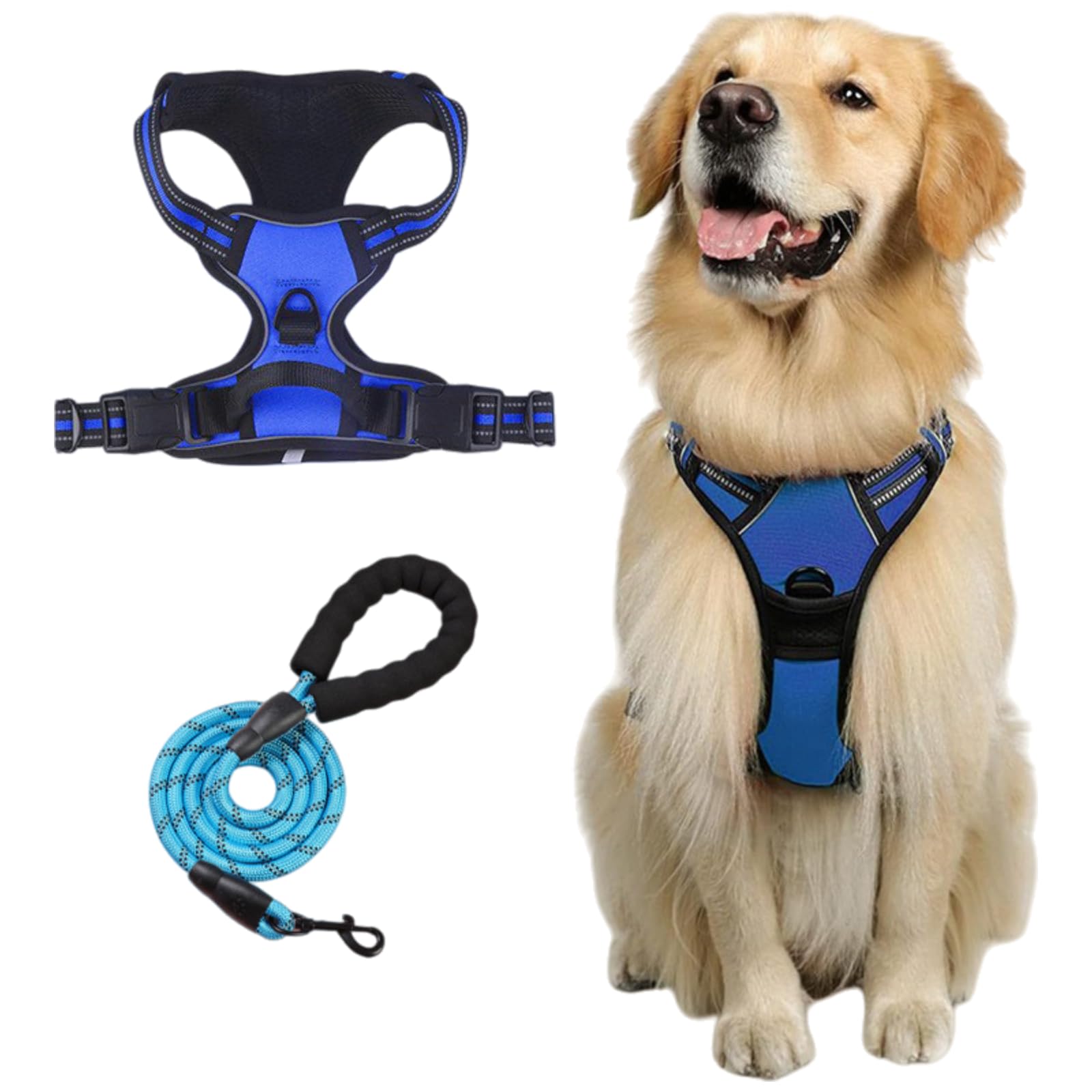 PawSafe No Pull Dog Harness-Adjustable soft dog harness, allowing control without pulling, suitable for dogs (Blue,L)