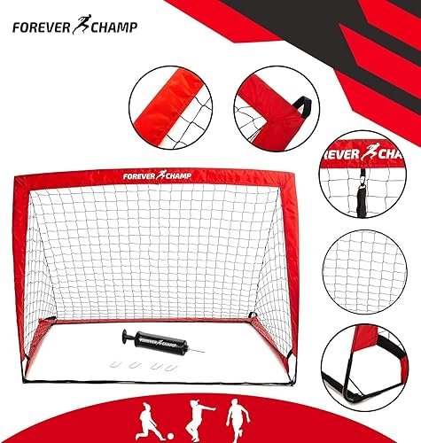Miniatura 7 de Red de fútbol para niños de 6 a 8 años, portería de fútbol infantil de 4 x 3 pies con 4 estacas, diseño de portería de fútbol desplegable para juego