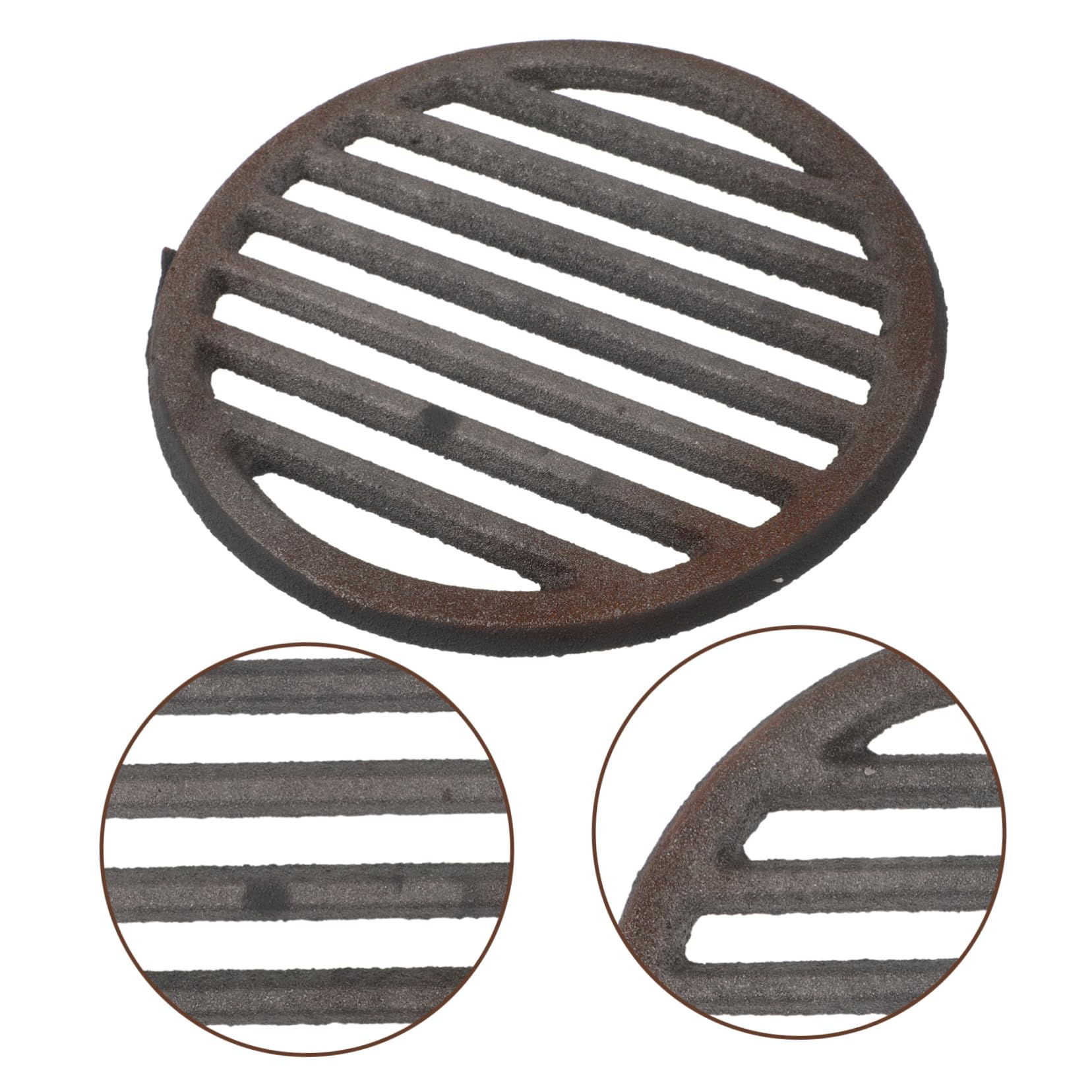 NOLITOY Runder Gusseiserner Lagerfeuer Grillrost für Camping und Bbqs Temperaturbeständig Einfache Reinigung Outdoor Design Grillzubehör