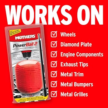 Mothers PowerBall 2, Polishing Tool with 10 Quick Swap Bit (05143) | Drill-Powered, Polishes Deep-Dish Wheels & Tight Areas with Ease, Delivers Fast & Unmatched Shine