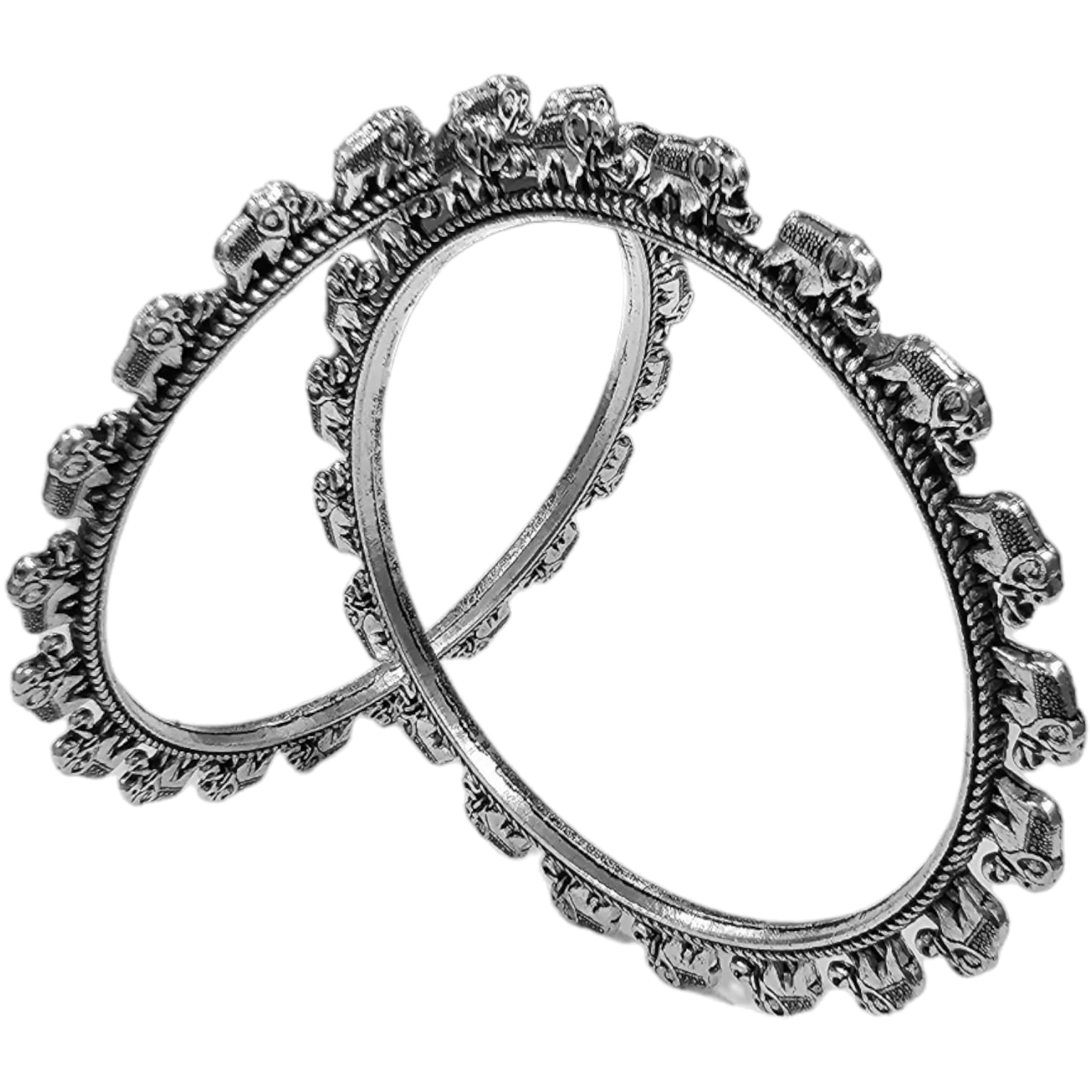 LACUM® Jewellery Traditional German Silver Plated Oxidized Bracelet Bangles Set for Girls and Women (Silver, 2.6) (B091V4G991) Amazon Price History, Amazon Price Tracker