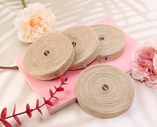 Vista 14 de Shapenty Cinta de tela de arpillera natural para bodas, fiestas, decoración del hogar, manualidades, adornos de Navidad, lazos para envolver
