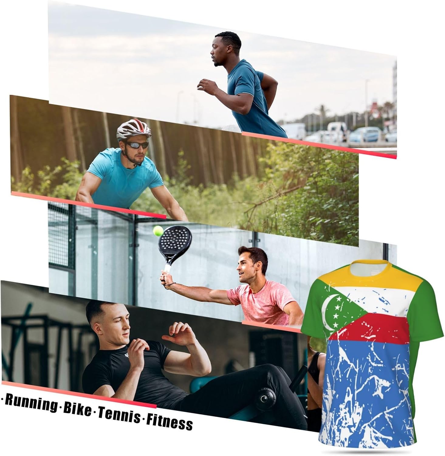 Comoros Flag Grain Sports Mesh T-Shirt Retro Jerseys for Running Soccer