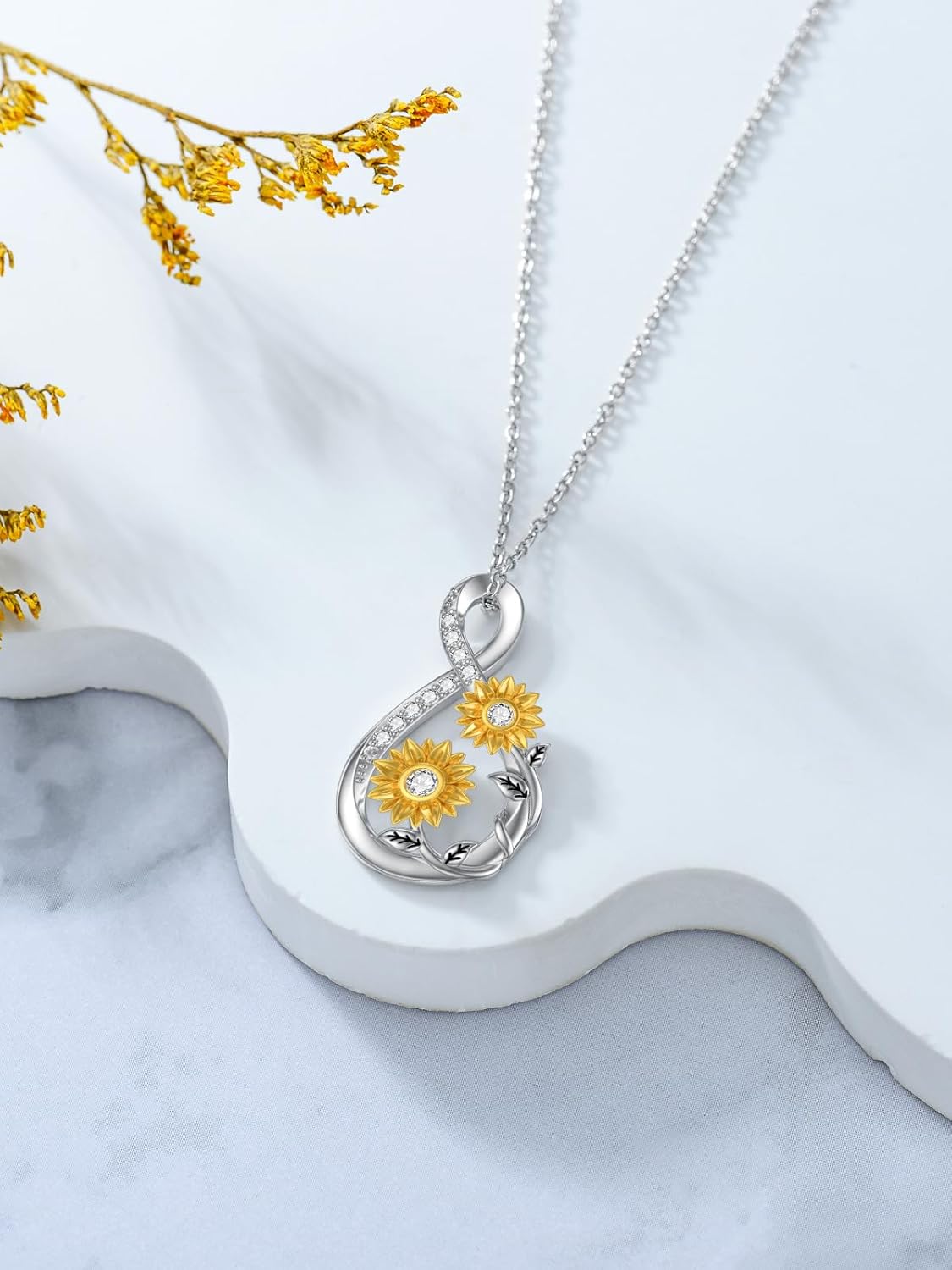 0.5CT Diamond Infinity Sunflower Necklace for Women 925 Sterling Sliver You Are My Sunshine Pendant Brithday Anniversary Valentines Gifts for Wife Girlfriend Mom Her - Image 4