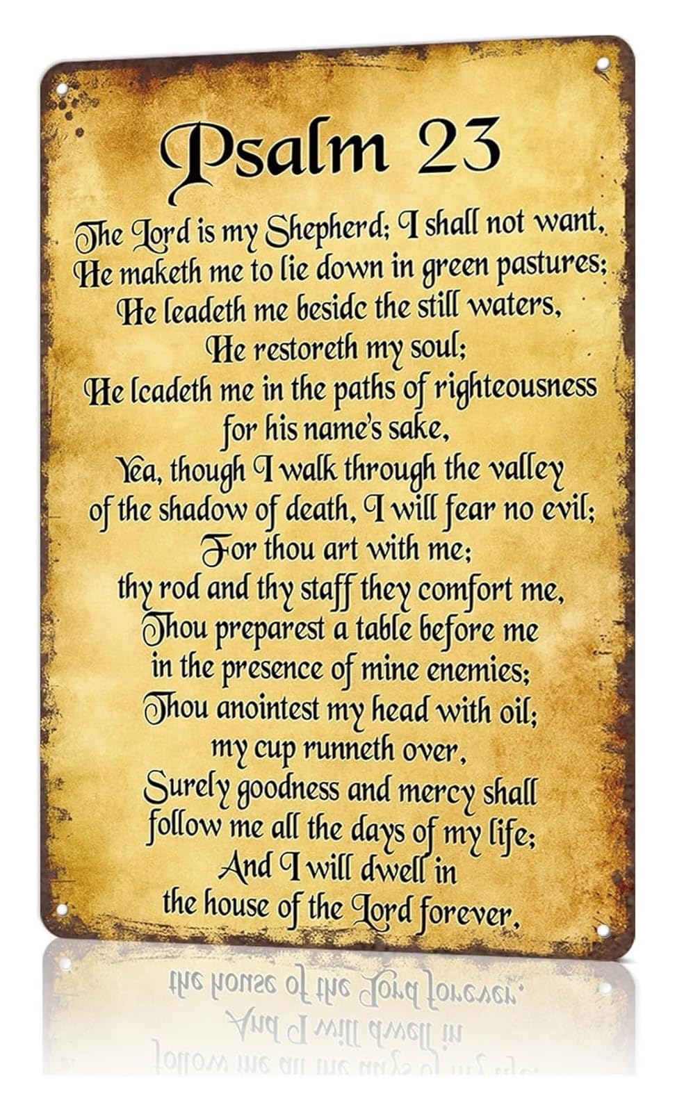 ZDVHOMCB Distressed Metal Tin Sign Psalm 23 Scripture Wall Decoration for Entryway Hallway Rustic Inspirational Home Decor 8 X 12 inch