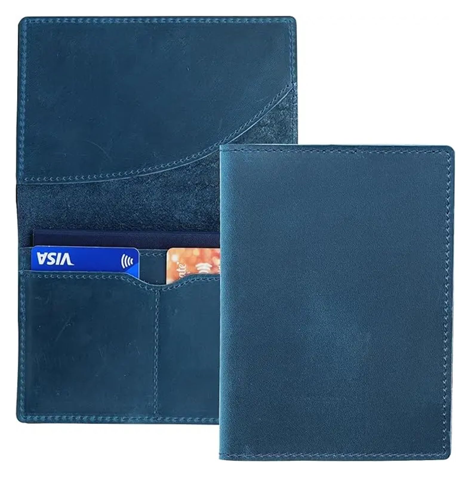 Funda for pasaporte de piel Crazy Horse, sólida, for tarjetas crédito, identificación, negocios, unisex, for viajes