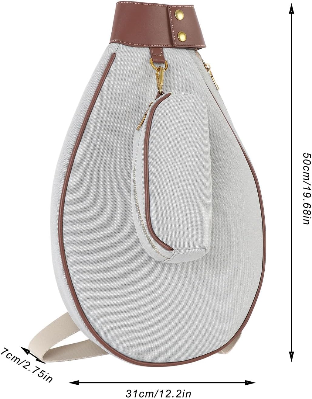 Tennis Sling Bag Large Capacity, Water Professional Backpack for Badminton Racket Grey - Spacious Storage, Secure Racket Straps, Versatile Carry Options for Sport