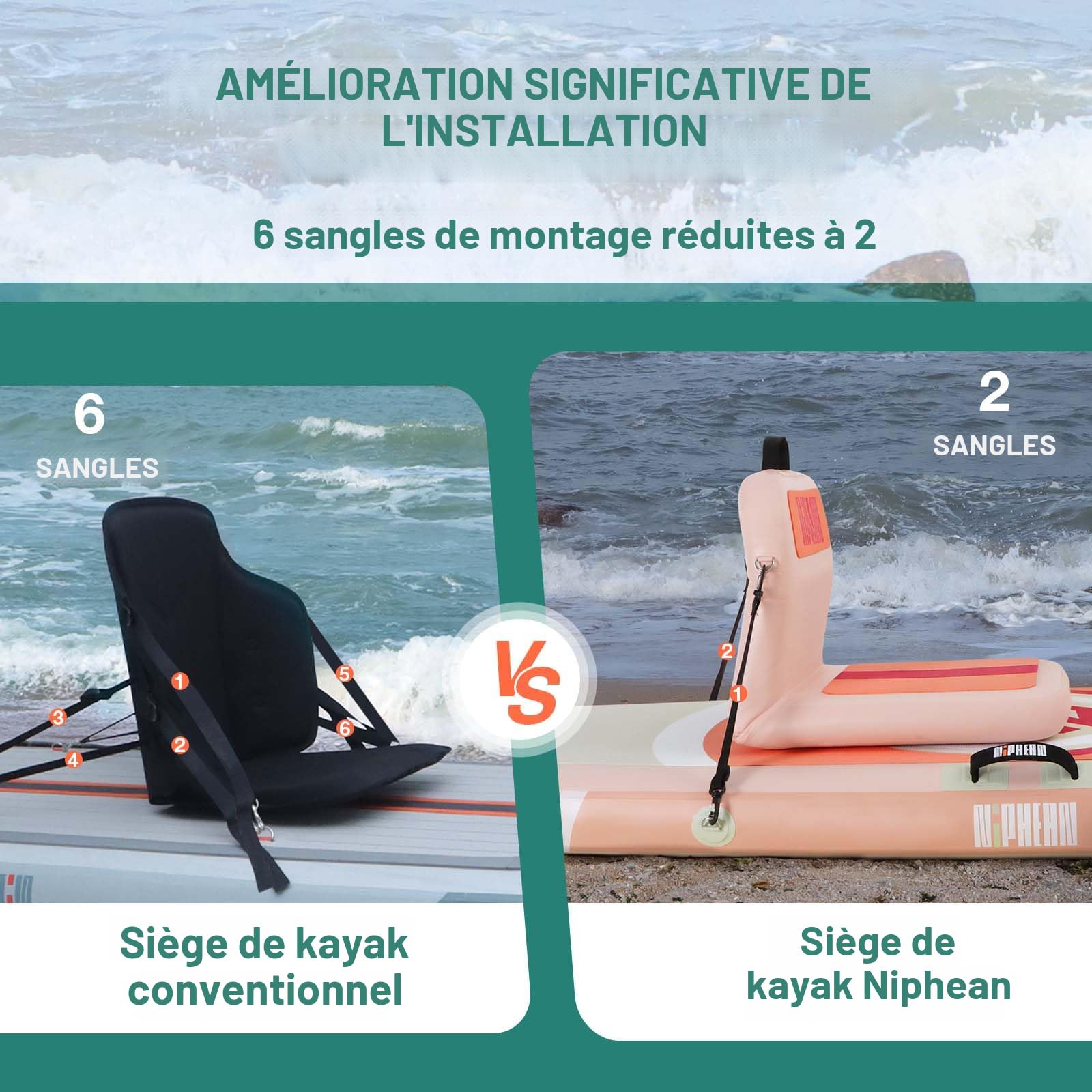 Siège De Kayak Pliant – Aluminium, Noir/gris – Pour Canoë, Pêche, Paddle
