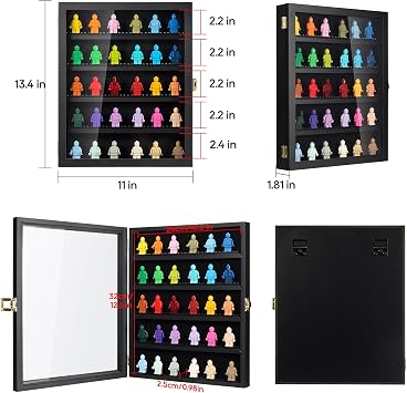 Minifigure Display Case for Collectibles, Mini Figure Display Case Wall Mount, 11 x 13.4 inches Black