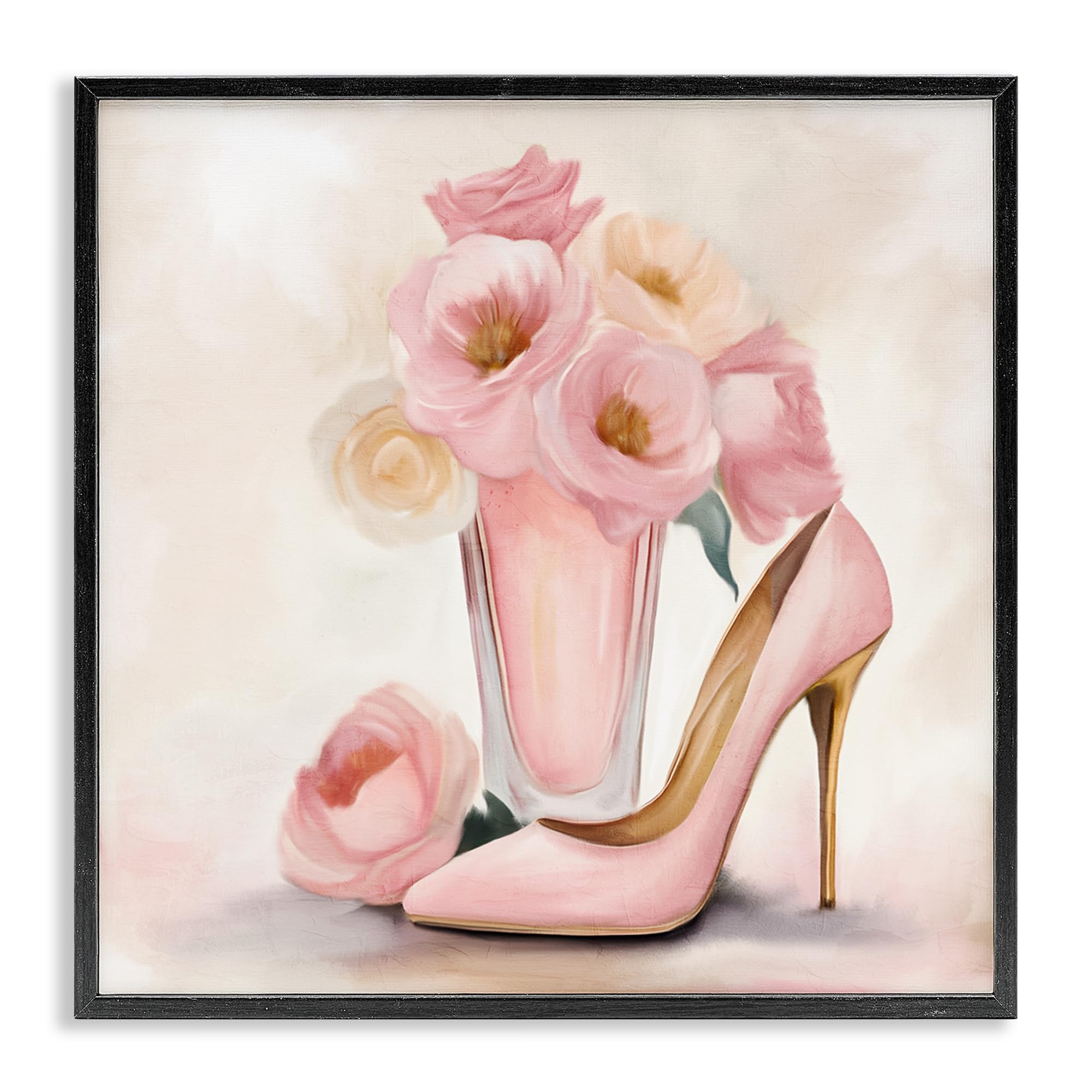 Stupell Industries Midnight Black (Textured) 'Pink Beauty Bouquet'| Framed Giclee Art