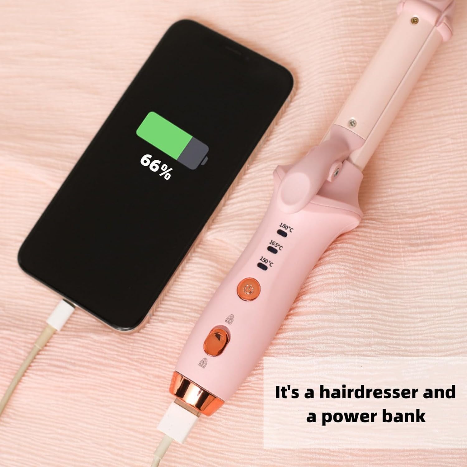 Fer à Boucler sans Fil Rechargeable par USB, Fer à Lisser, Pince à Boucler Ondulateur De Cheveux, Bigoudi pour La Coiffure Longue Ou Courte, Portable pour Les Voyages, Chauffag, Black, One Size