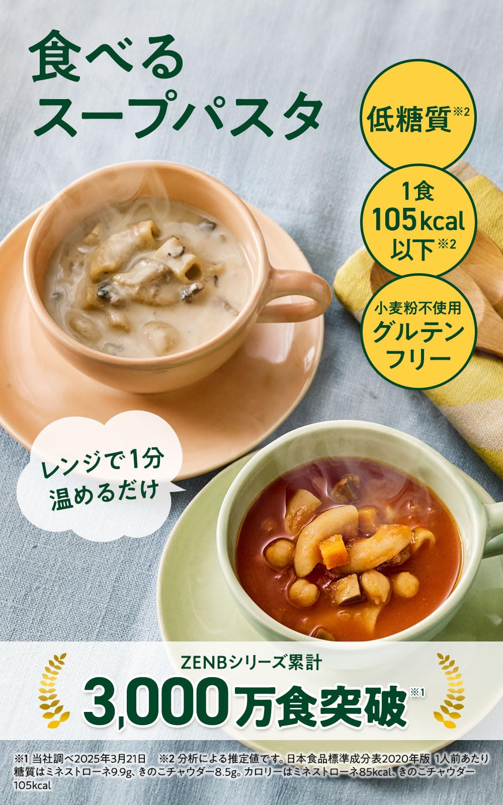 Amazon | 【低糖質の 食べるスープ】ZENB ゼンブ スープパスタ 2種4食