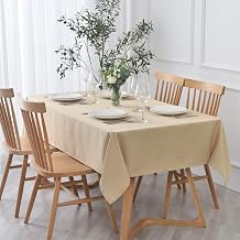 maxmill Rectangle Textured Tablecloth Waterproof Spillproof Wrinkle Free Table Cloth, Kitchen Dining Tabletop Decoration, Fabric Table Cover for Outdoor and Indoor Use, 52 x 70 Inch, Beige