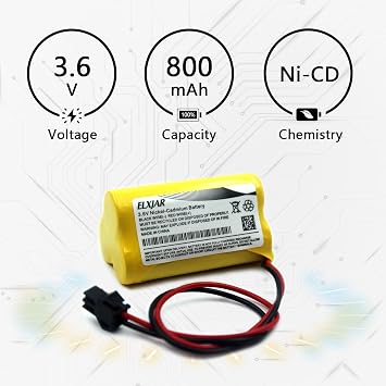 (2-Pack) 3.6V 800mAh Ni-Cd Battery for Lithonia ELB-B001, ELBB001