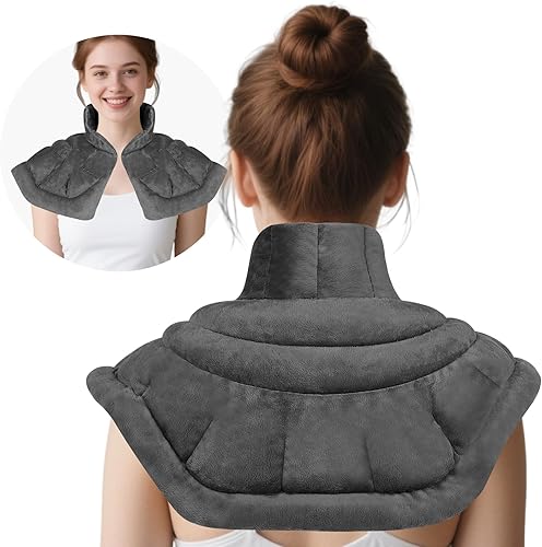 Almohadilla térmica para microondas para dolor de cuello, hombros y espalda, con peso para microondas, con aroma a lavanda para compresas frías y