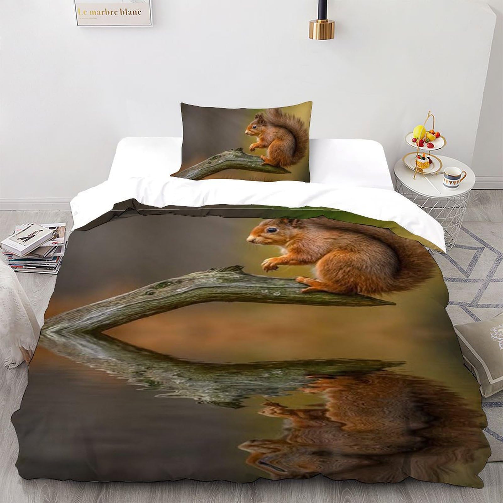 Housse de couette écureuil fermeture éclair fini la couette qui glisse du lit enfant