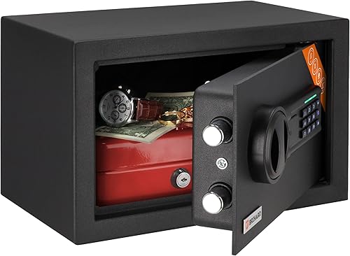Caja fuerte electrónica para el hogar, 7.87 pulgadas de alto x 12.2 pulgadas de ancho x 7.87 pulgadas de profundidad, caja de seguridad compacta con