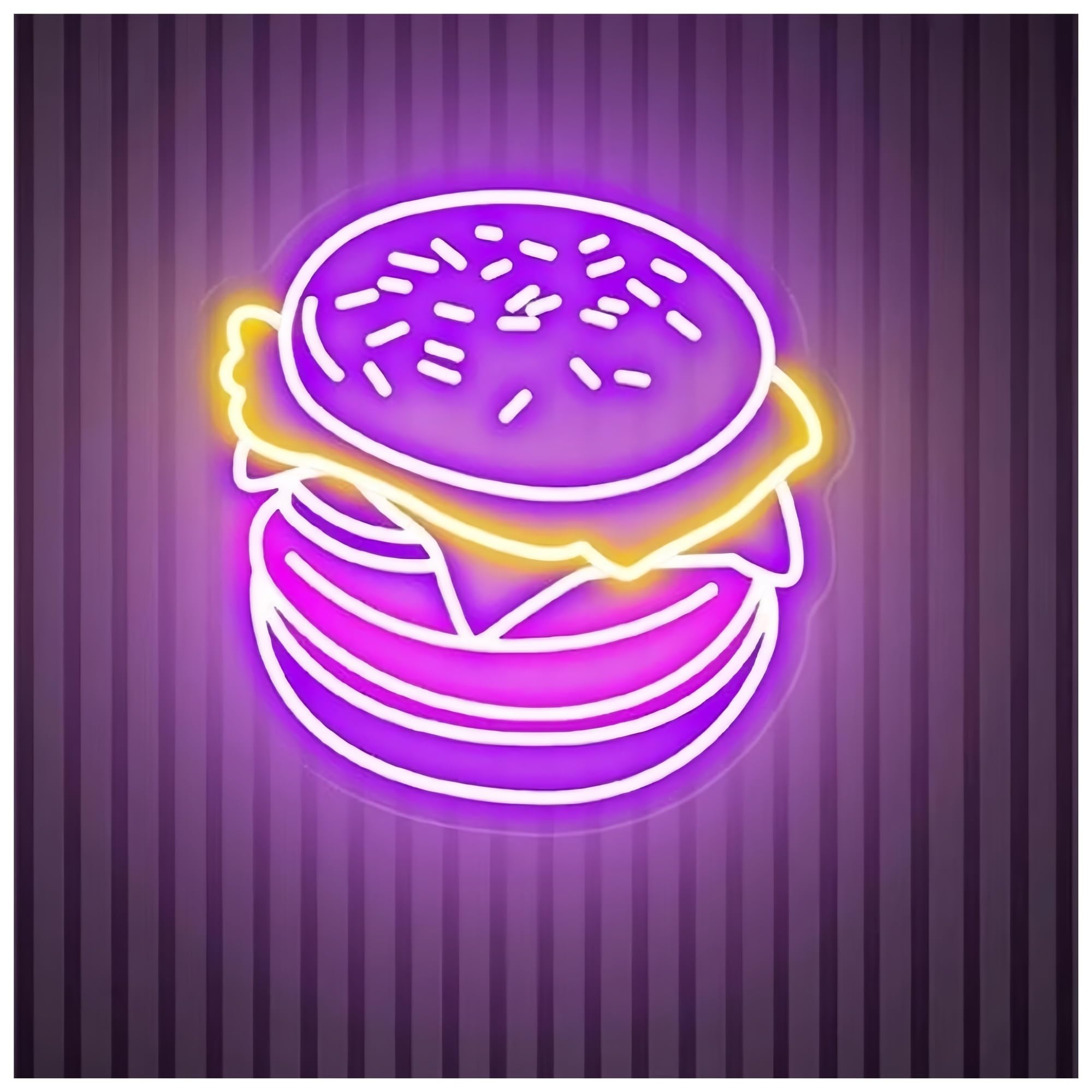 SHOUXI Sign Lamp Burger Neon Sign Hamburger Neon Light Sign Home Wall Decor Coffee Shop Restaurant Decor Fast Food Neon Art(E,50CM)