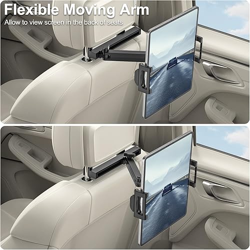 Miniatura 4 de Soporte para tableta para reposacabezas de asiento de automóvil, brazo plegable móvil, soporte de tableta para asiento trasero para viaje por